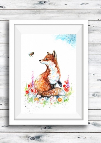 Fox and Bee A5 Watercolour Print